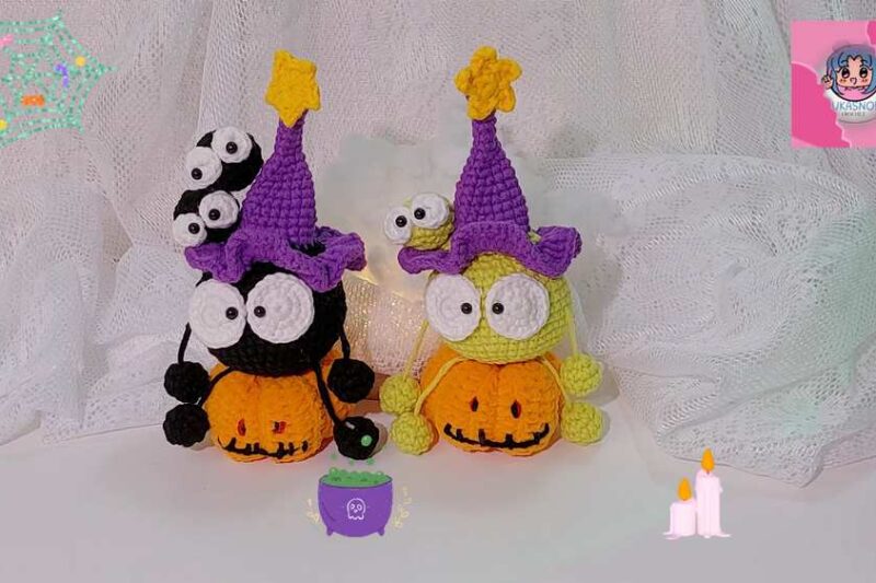 How to DIY Black Leggy Googly Buddies in Witch Hat Amigurumi
