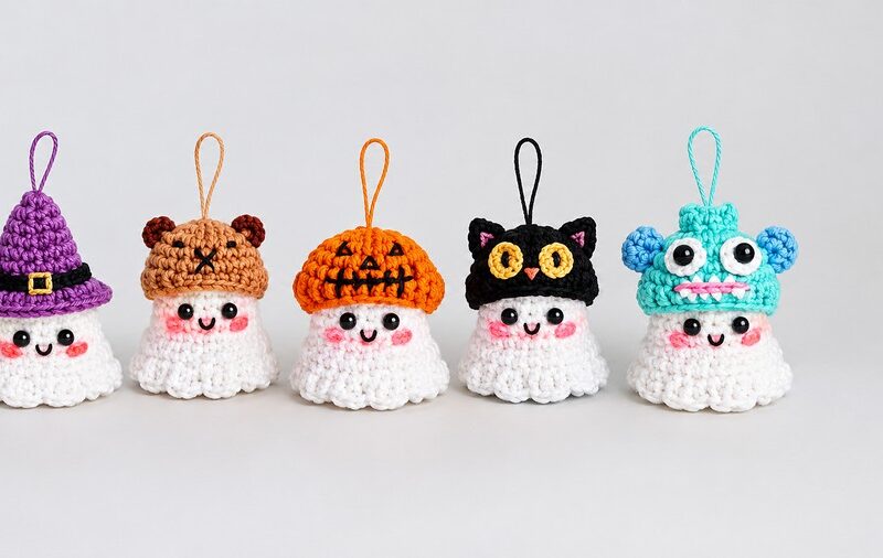 Video Tutorial to Crochet Miniature Ruffle Dress Ghosts Set (Pumpkin, Cat, Witch and More)