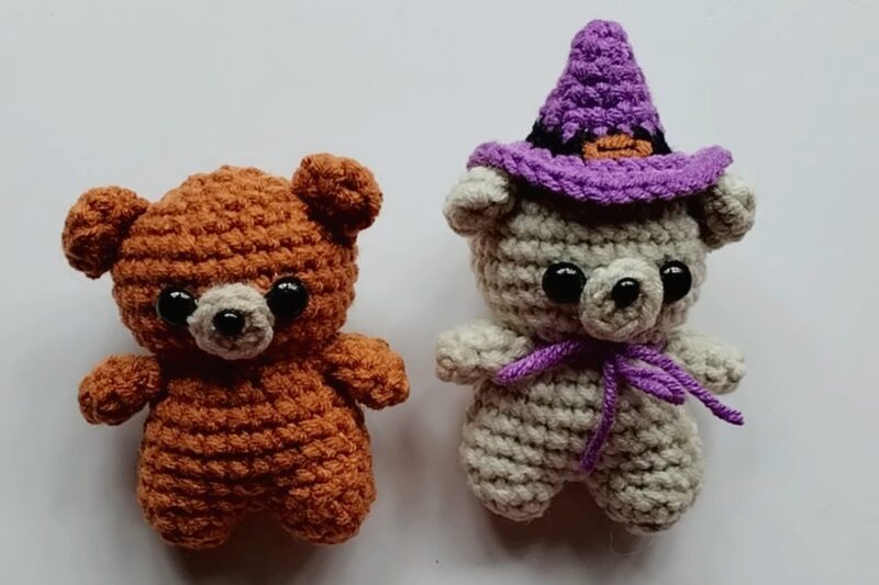 Video Tutorial to Crochet Halloween Miniature Witch Standing Teddy Bear