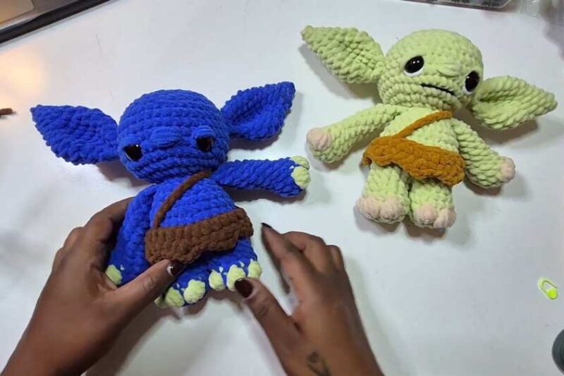 Video Tutorial to Crochet Big-Ear Blue Monster in Wild Outfit Plushie for Kids